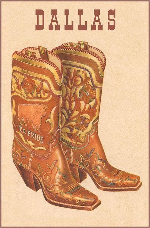 Postcard - Cowboy Boots, Dallas