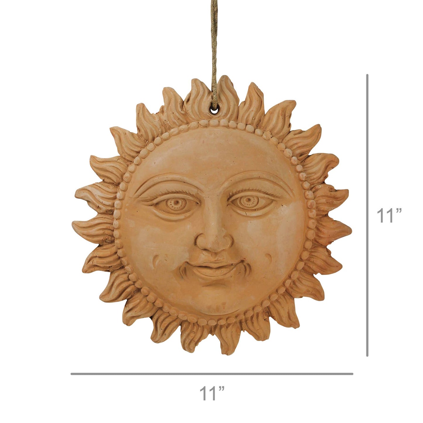 Terra Cotta Sun. 11” jute hanger