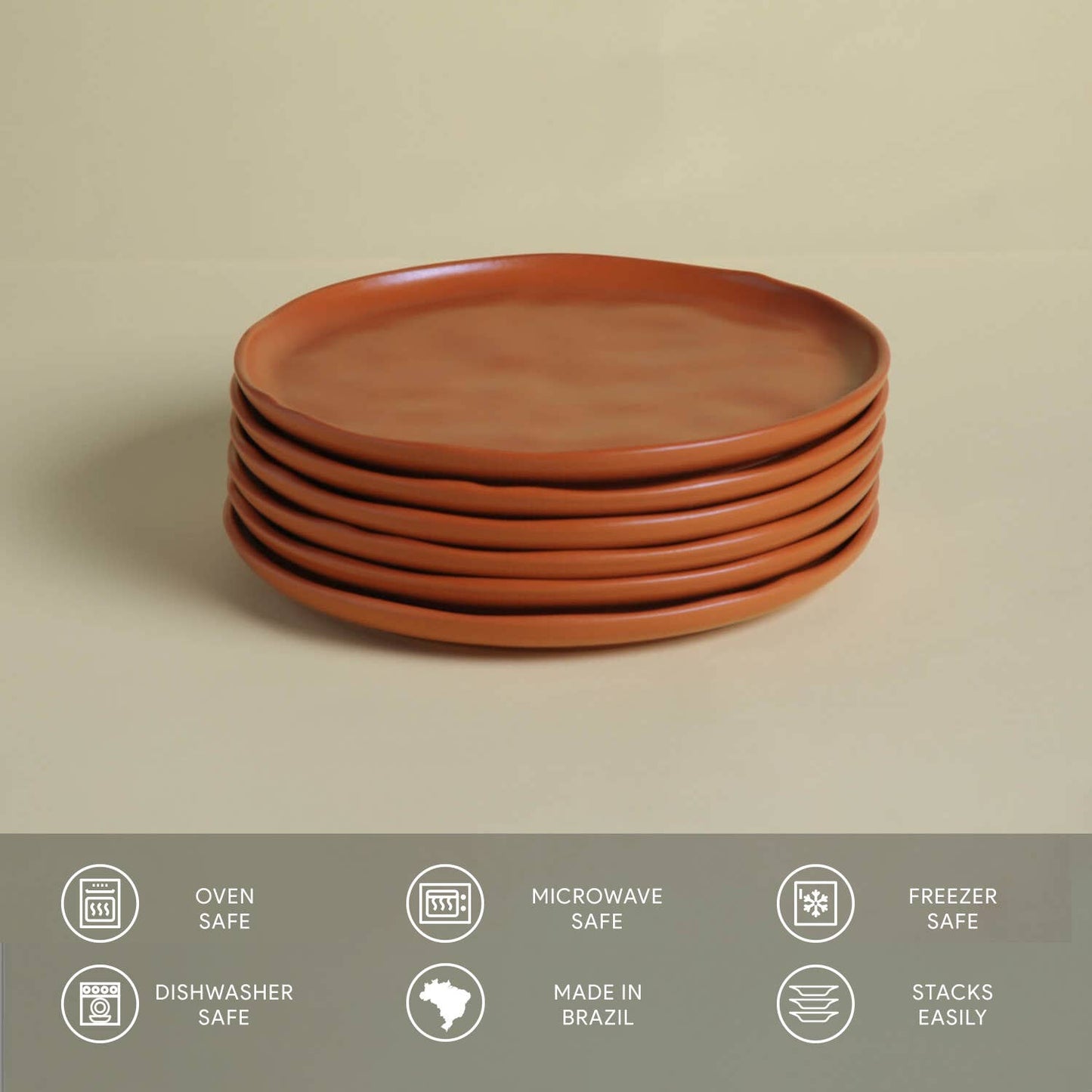 Bio Stoneware Terracotta Dessert Plate, 8.46"