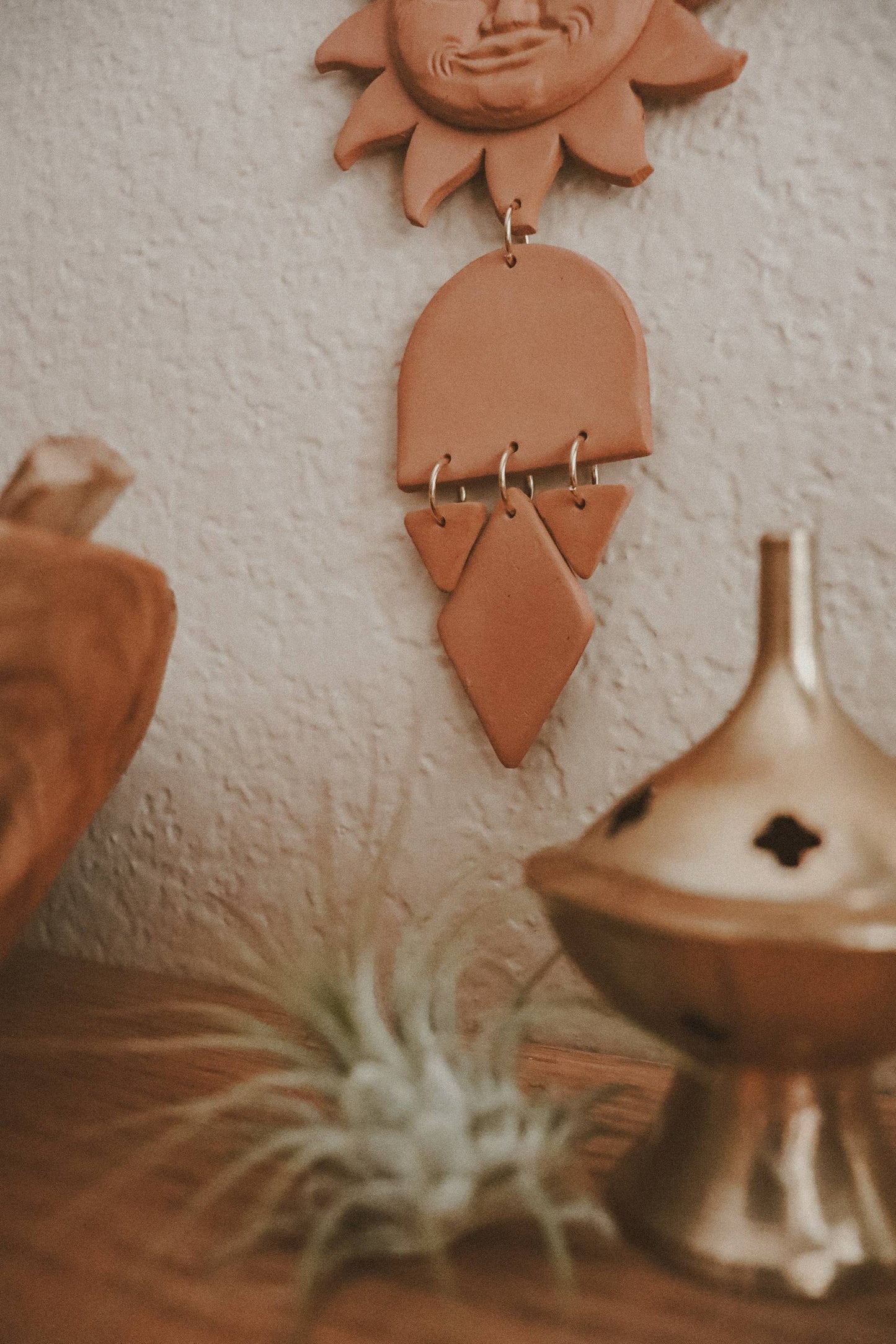 Vintage Sun Face Terracotta Clay Wall Hanging