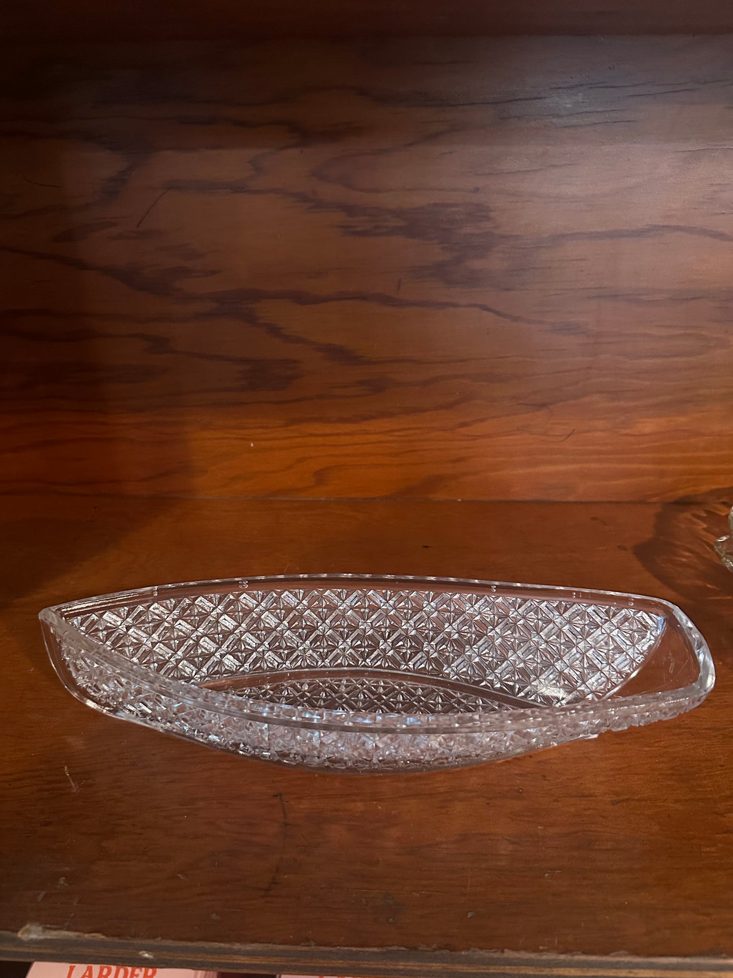 Cut Pressed Crystal Boat Bowl