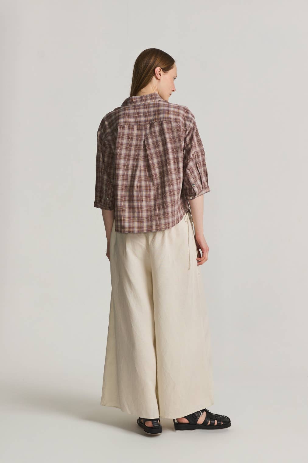 The Clara Top | Lightweight Plaid Linen Shirt