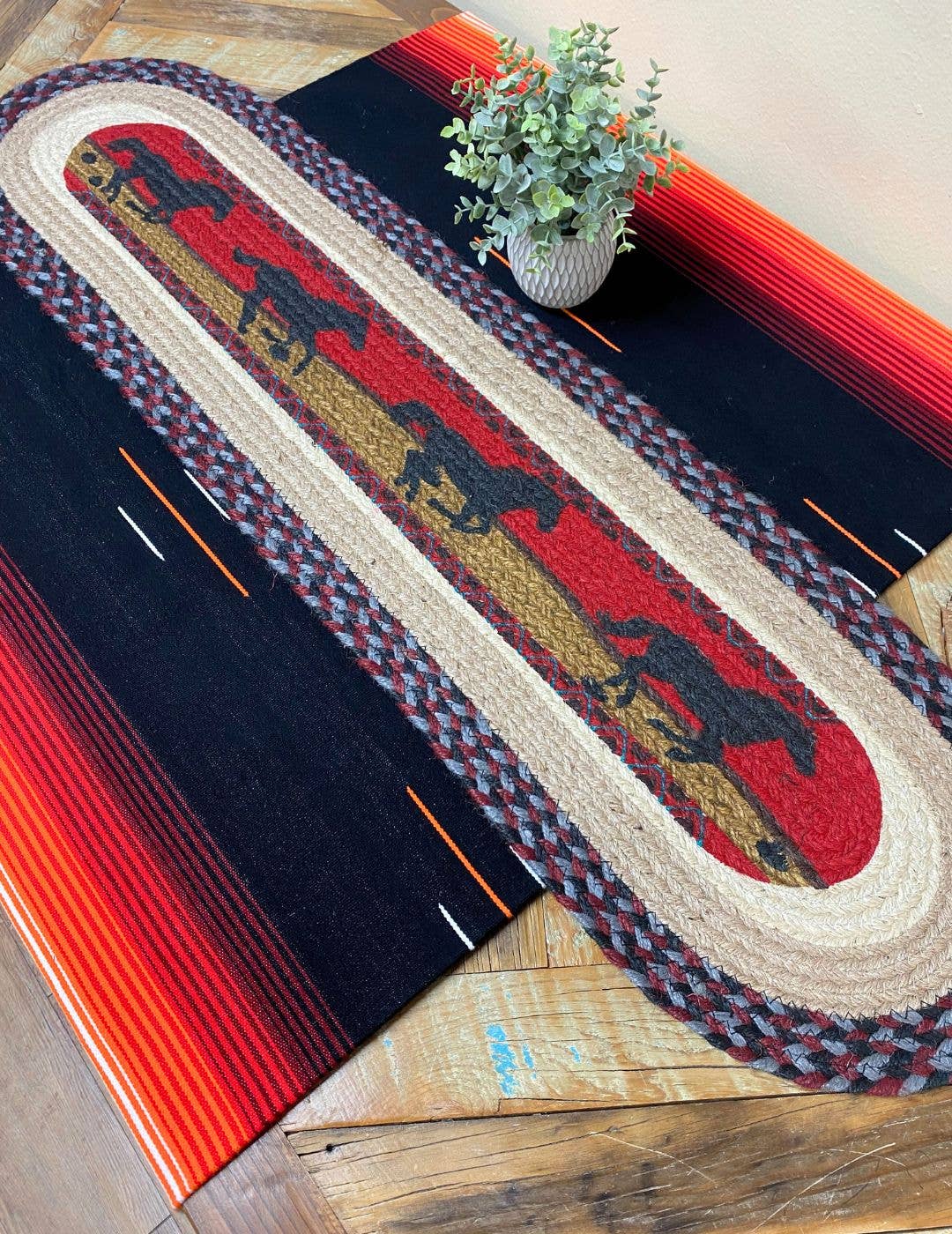 Running Horses Jute Table Runner