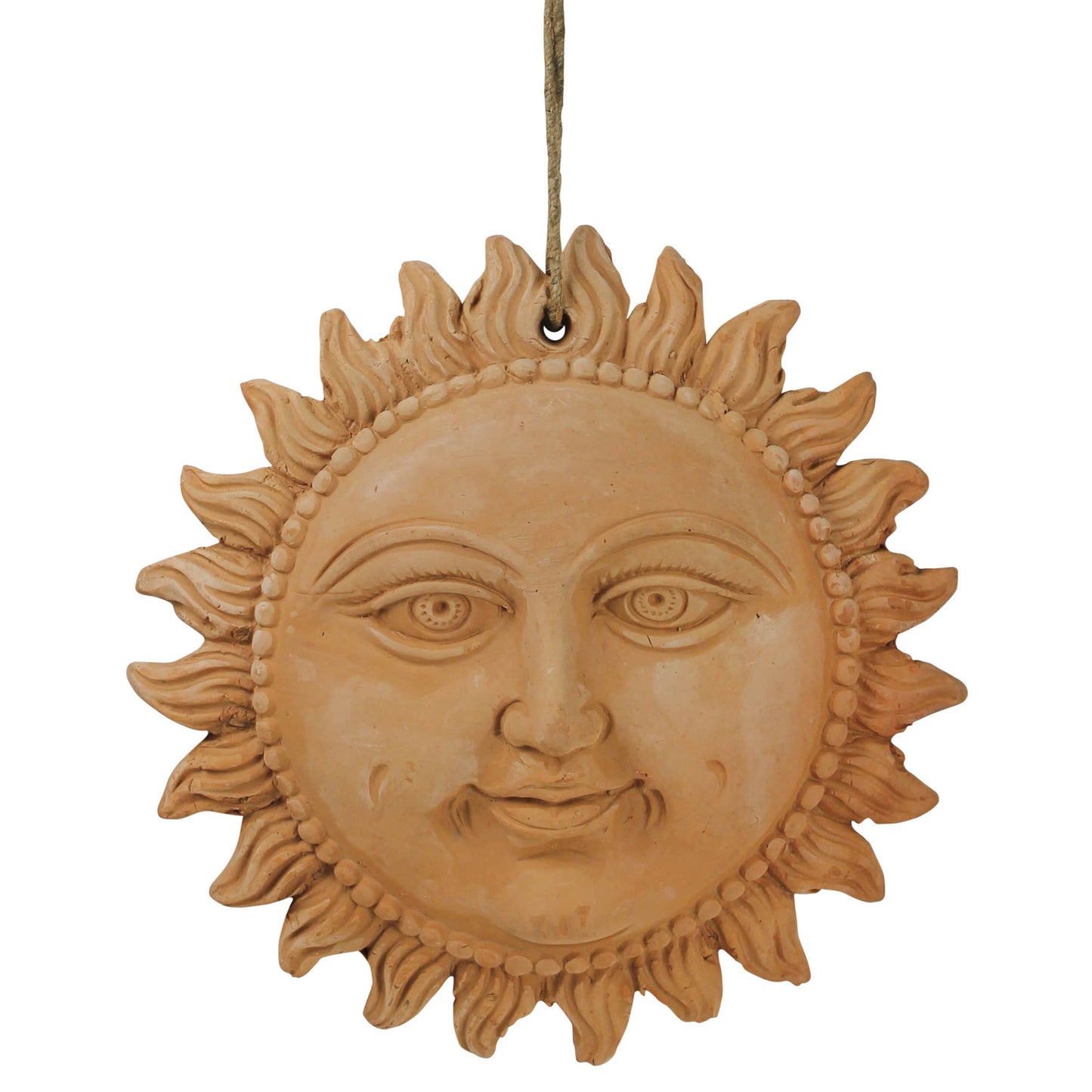 Terra Cotta Sun. 11” jute hanger