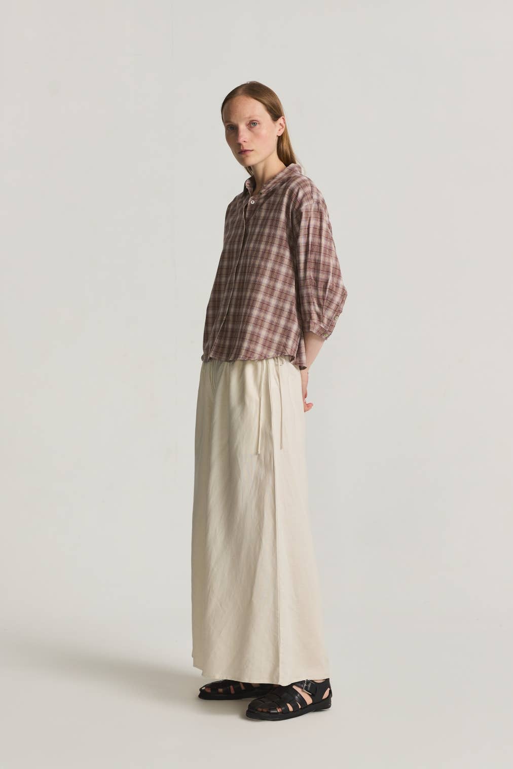 The Clara Top | Lightweight Plaid Linen Shirt