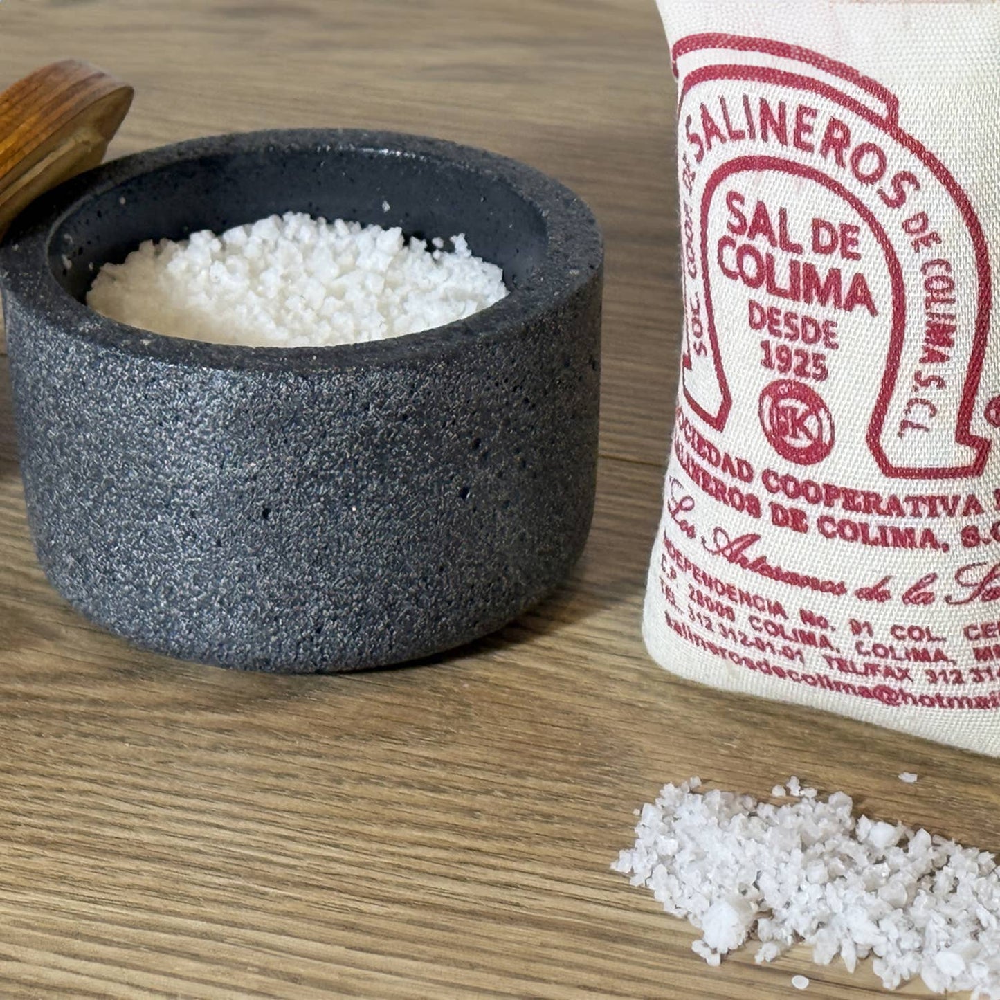 Concrete Salt Cellar with Wooden Lid