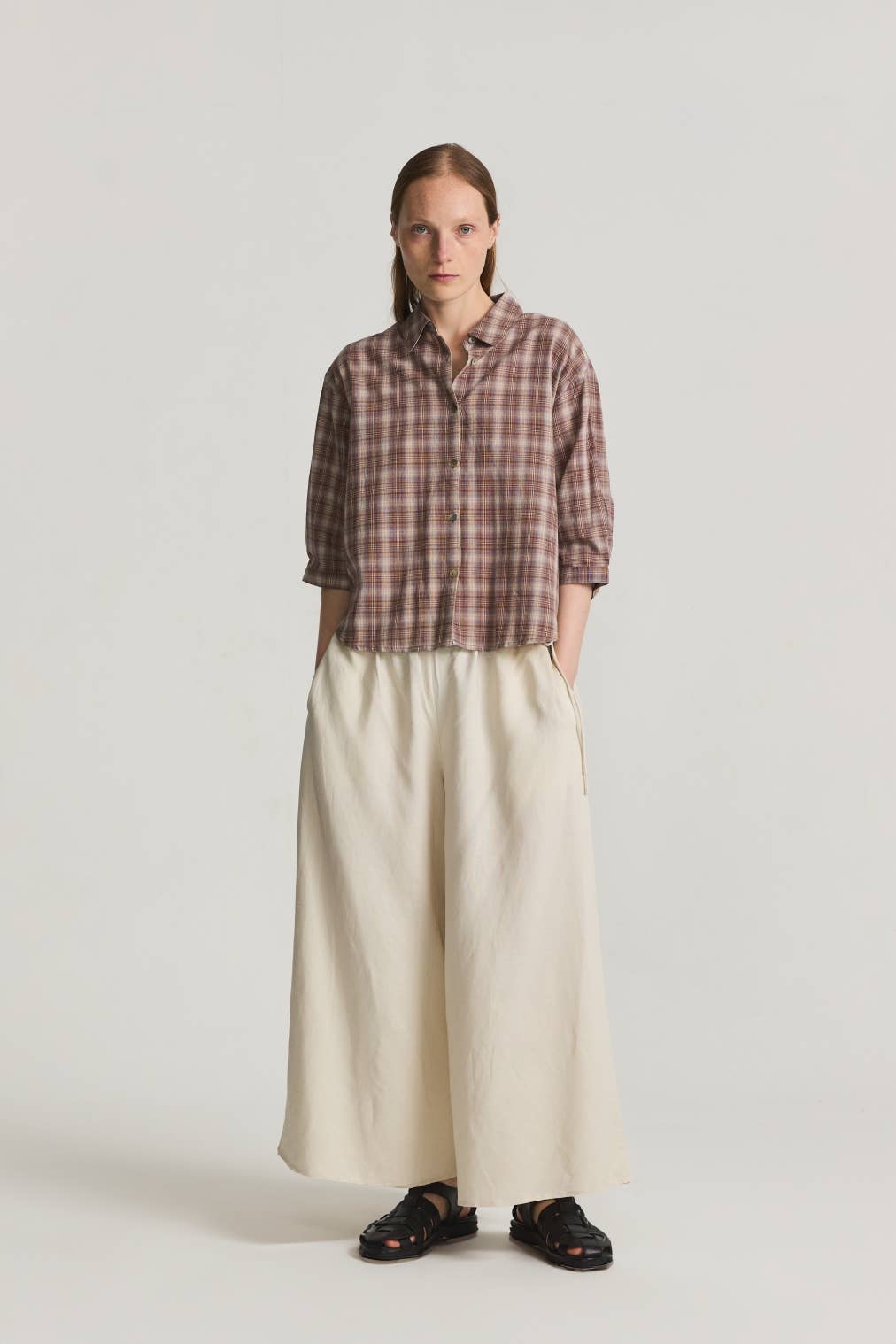 The Clara Top | Lightweight Plaid Linen Shirt