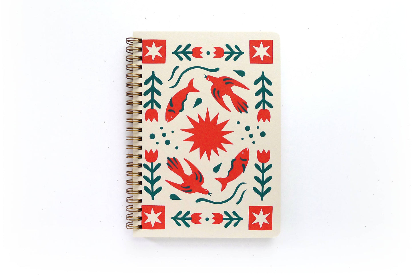 Folk Flower Coil Medium Notebook