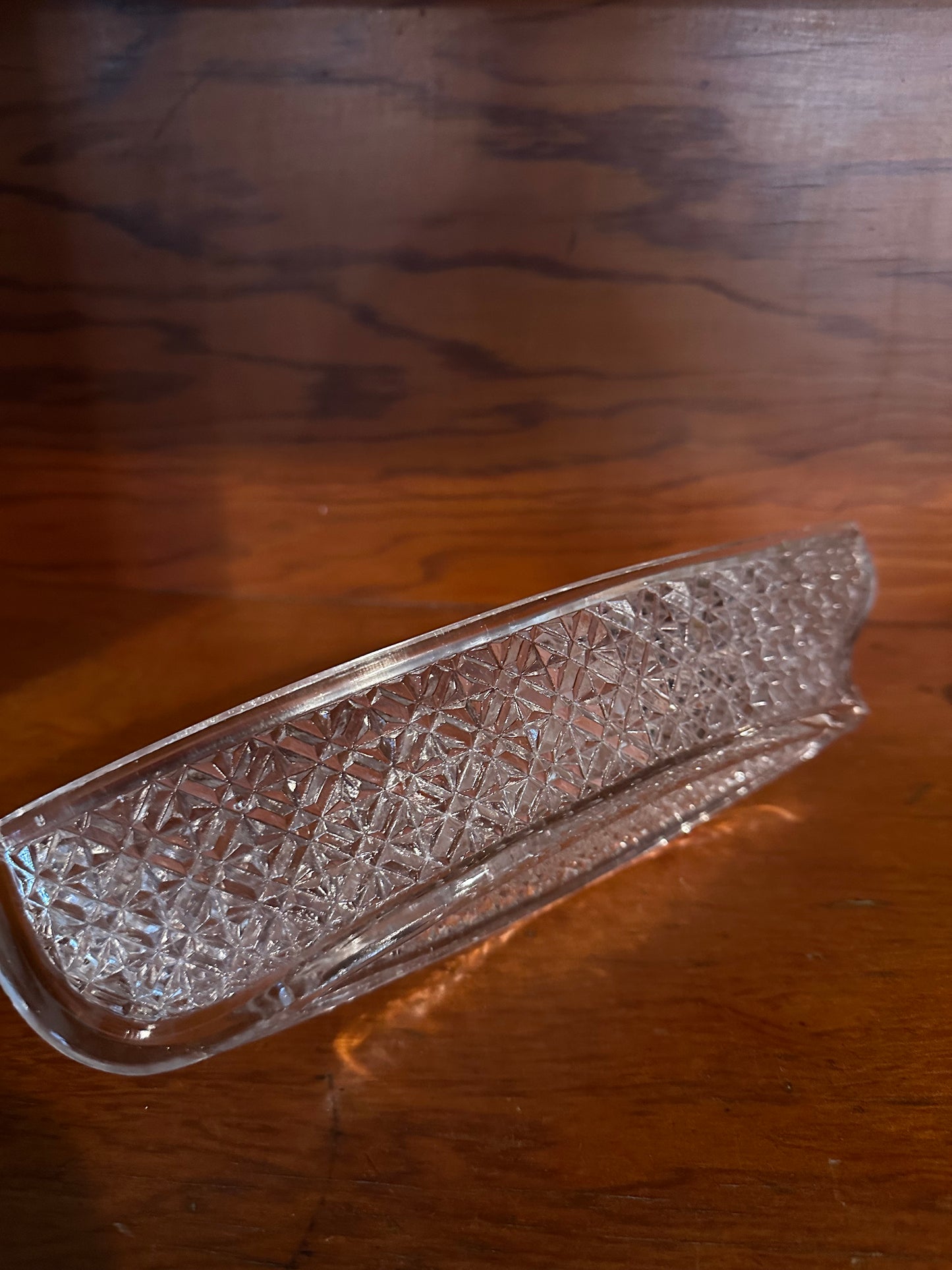 Cut Pressed Crystal Boat Bowl