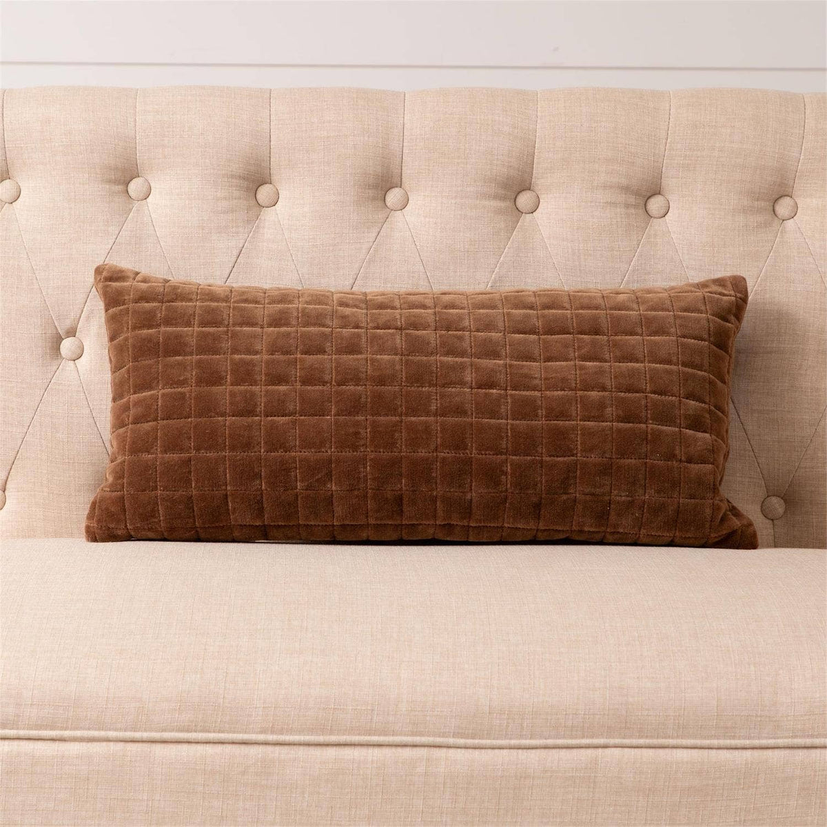 Lumbar Pillow - Quilted Velvet, Coffee (Pk/02)