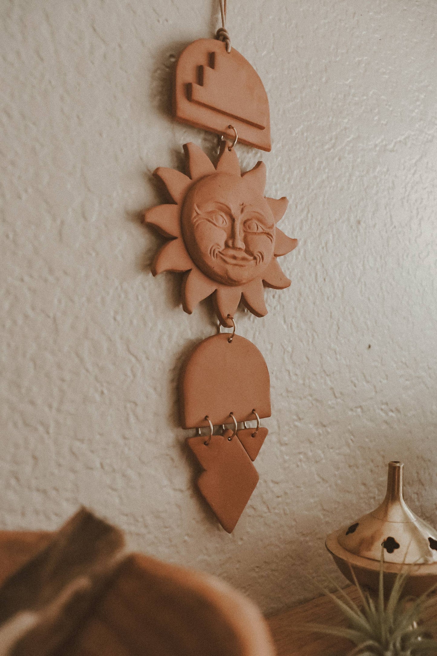 Vintage Sun Face Terracotta Clay Wall Hanging