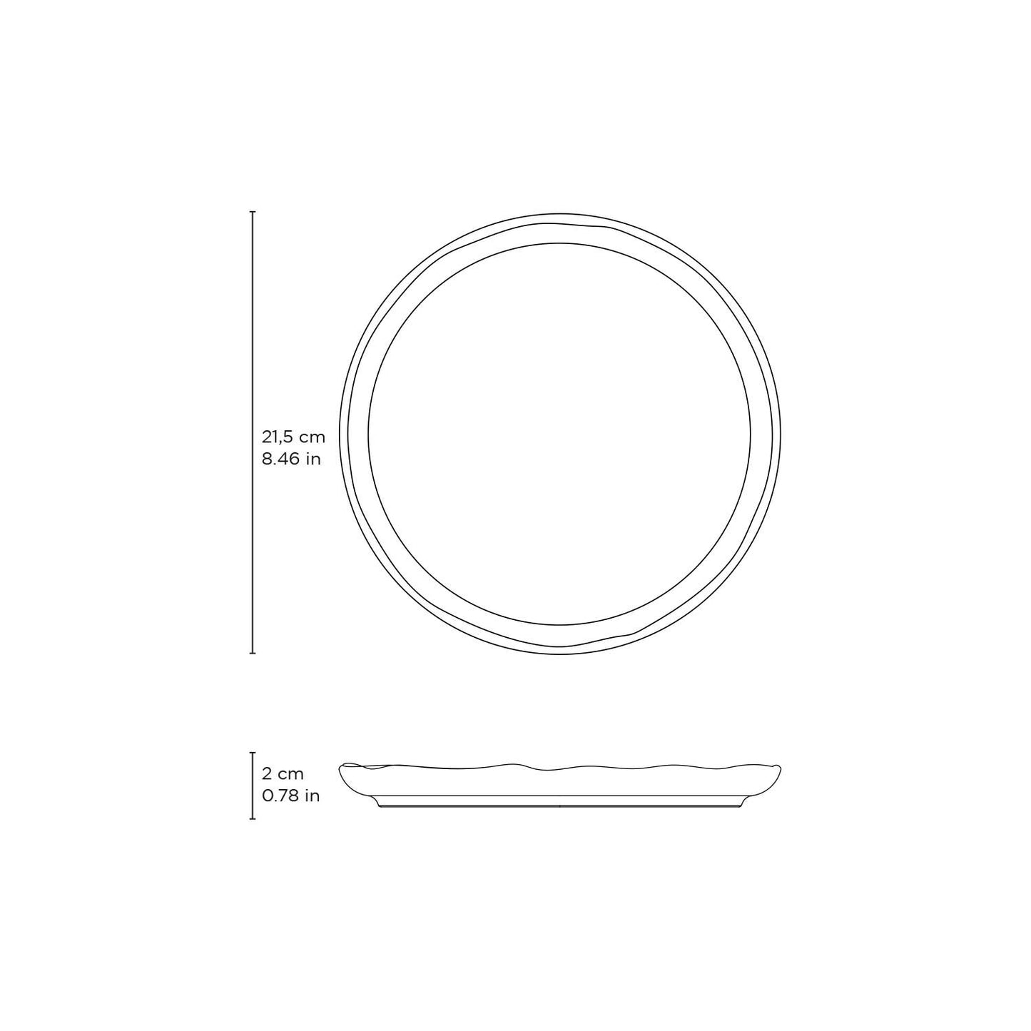 Bio Stoneware Terracotta Dessert Plate, 8.46"