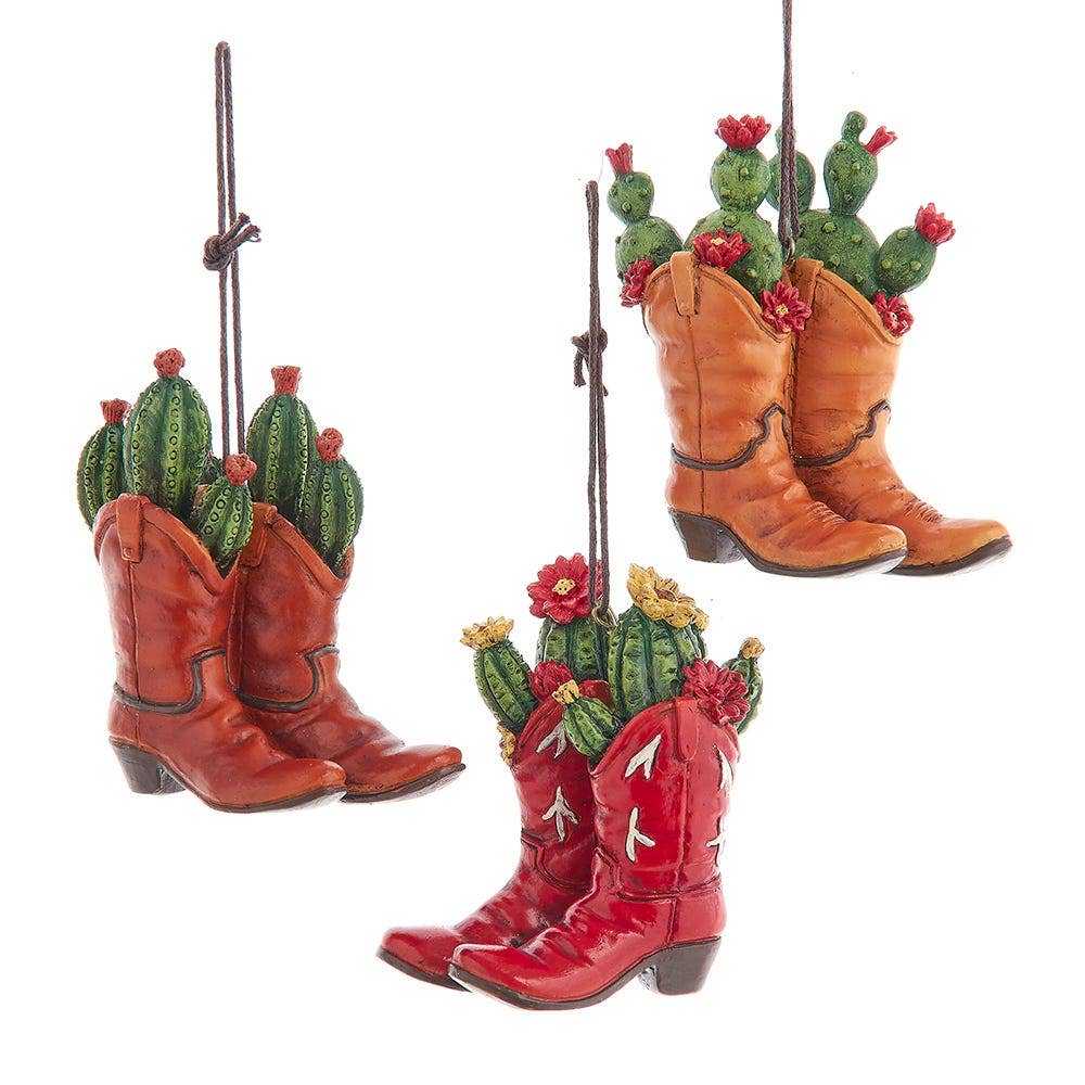 Cowboy Boots With Succulents Ornament