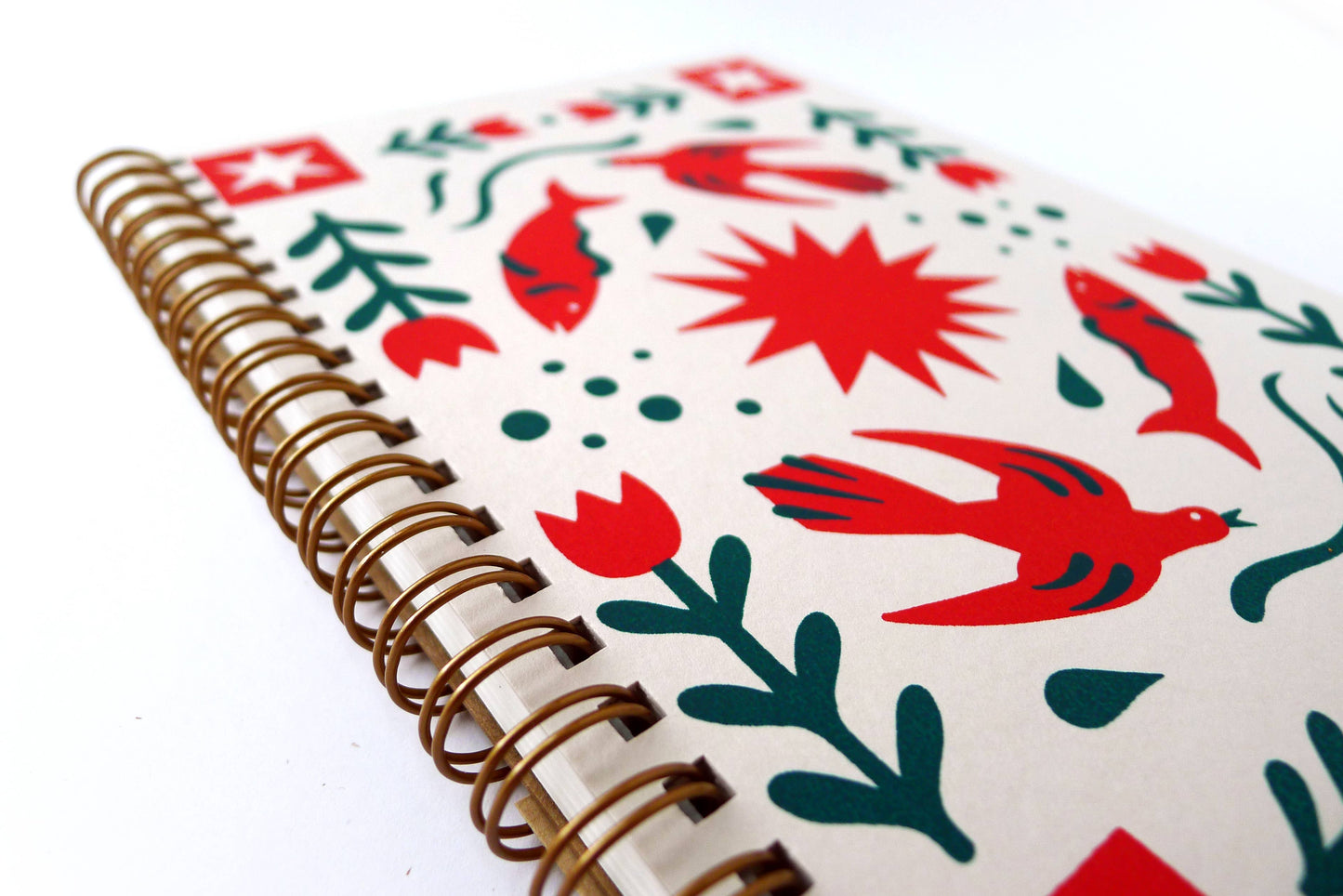 Folk Flower Coil Medium Notebook
