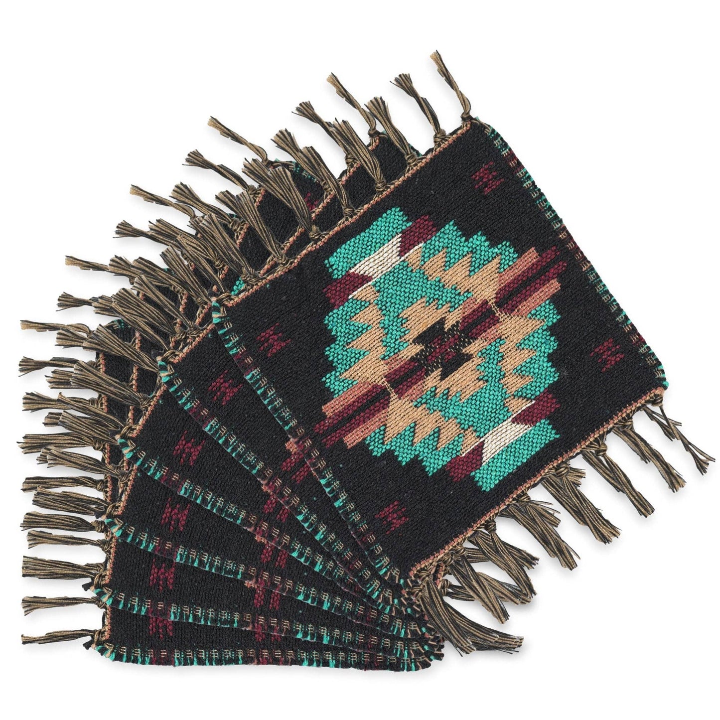 Cotton Accent Coasters Black