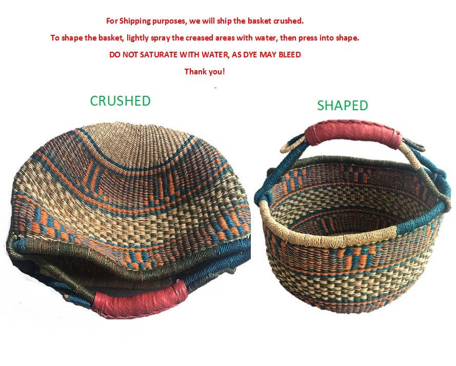African Market Basket | Ghana Bolga Basket | Dye Free