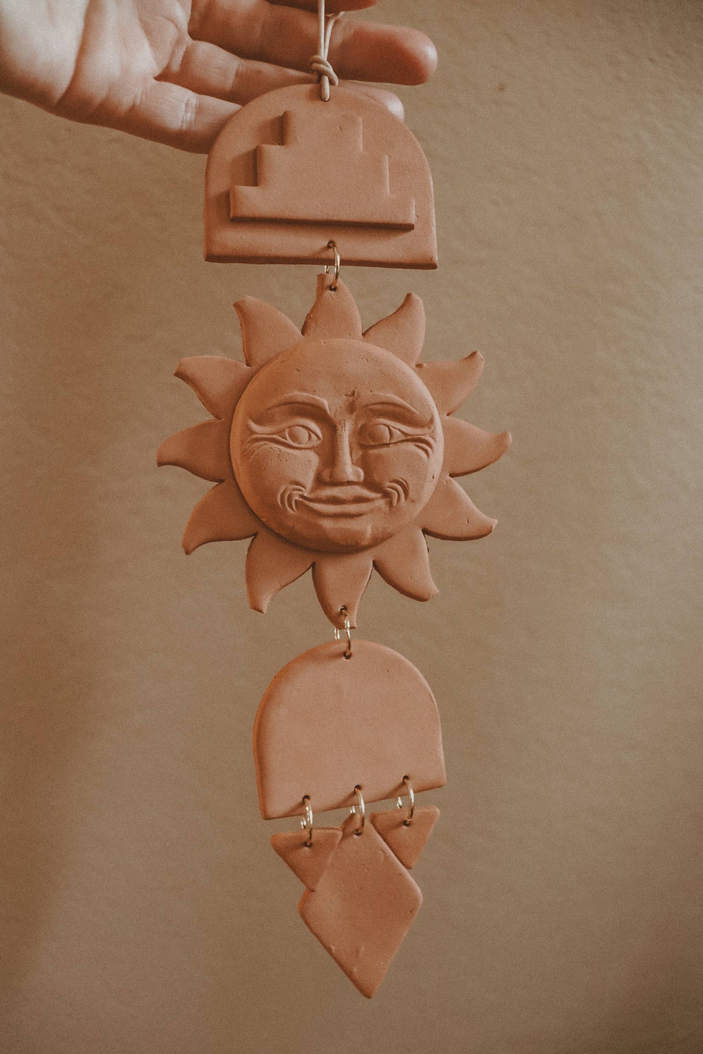 Vintage Sun Face Terracotta Clay Wall Hanging