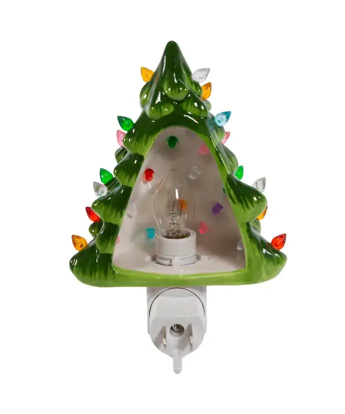 6" Ceramic Green Tree Night Light