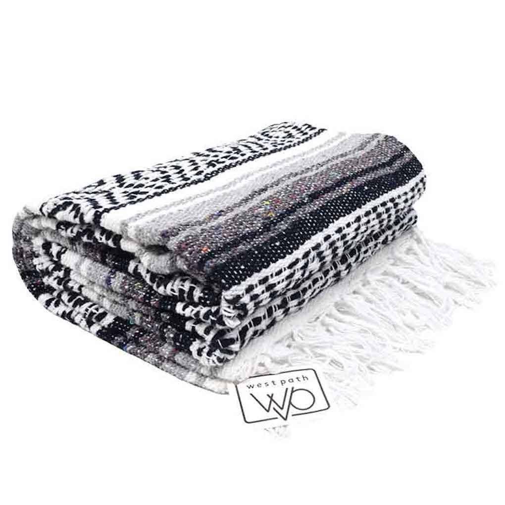 Black, Grey and  White Mexican Falsa Blanket