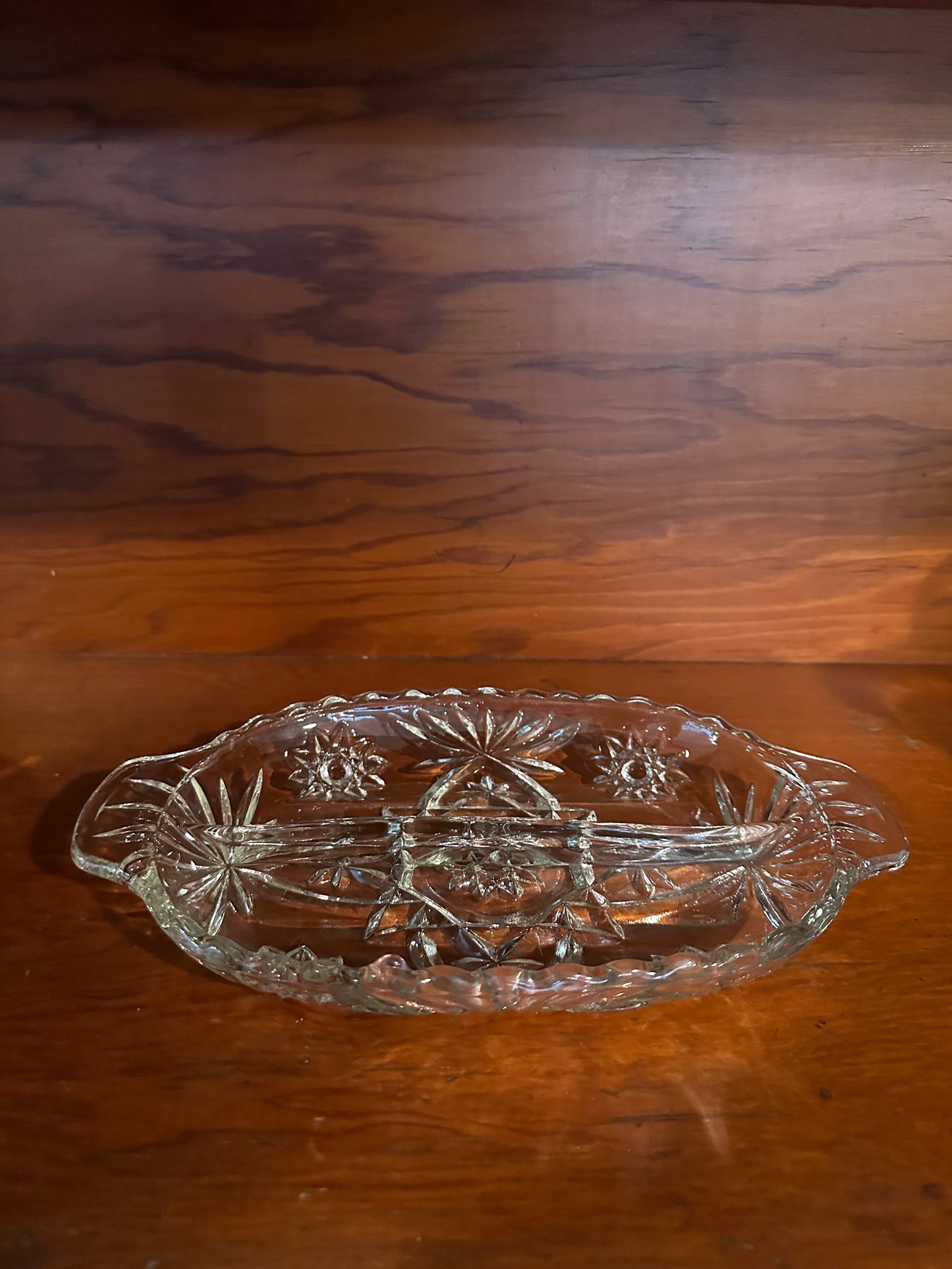 Cut Crystal Oval Relish Dish