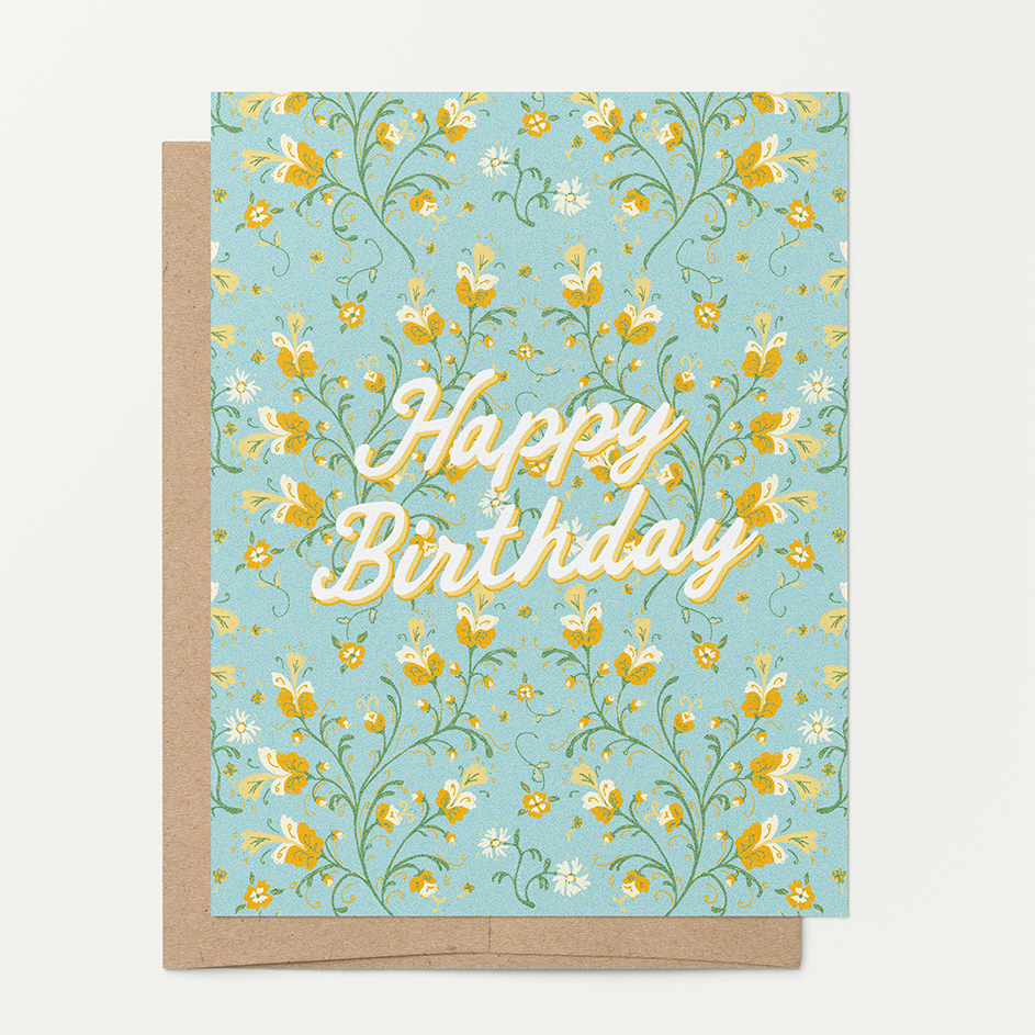 Twining Floral Birthday Card
