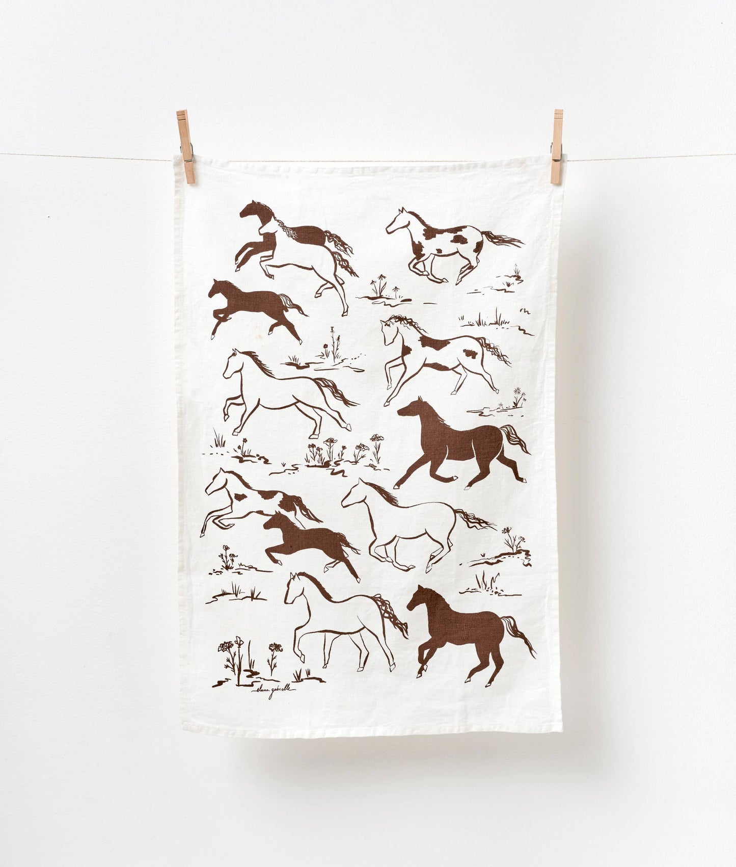 Wild Horses Linen Tea Towel - Western Kitchen Decor + Gift