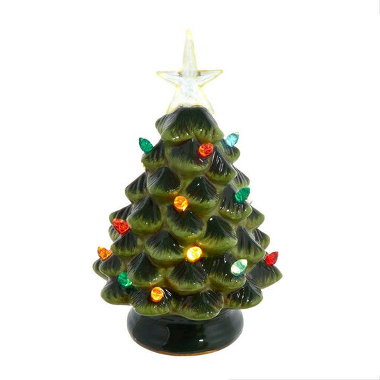 8" Ceramic Lit Green Tree