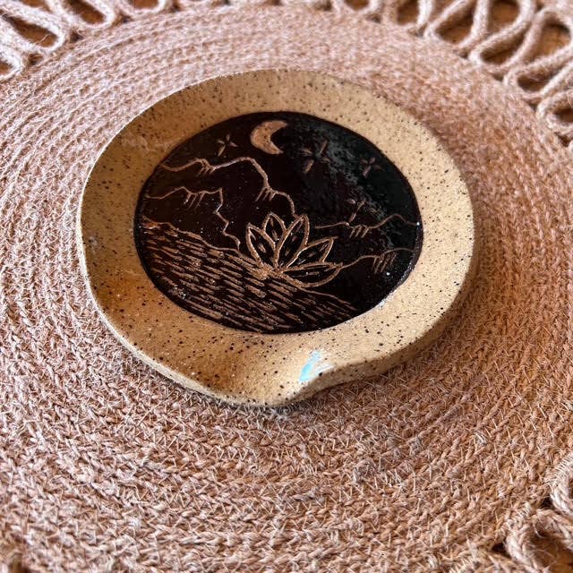 Night Desert Sgraffito Ceramic Spoon Rest