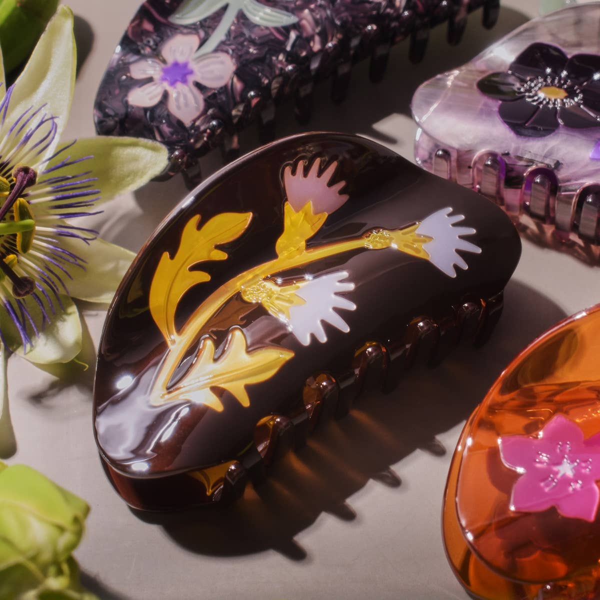 Milk Thistle Hair Claw Dark Brown and Gold Acetate