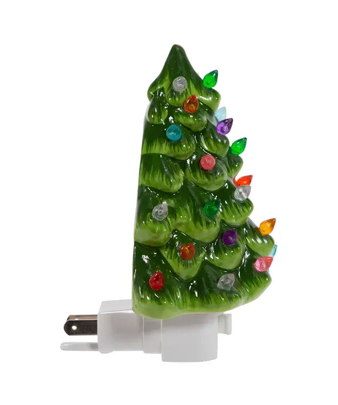 6" Ceramic Green Tree Night Light