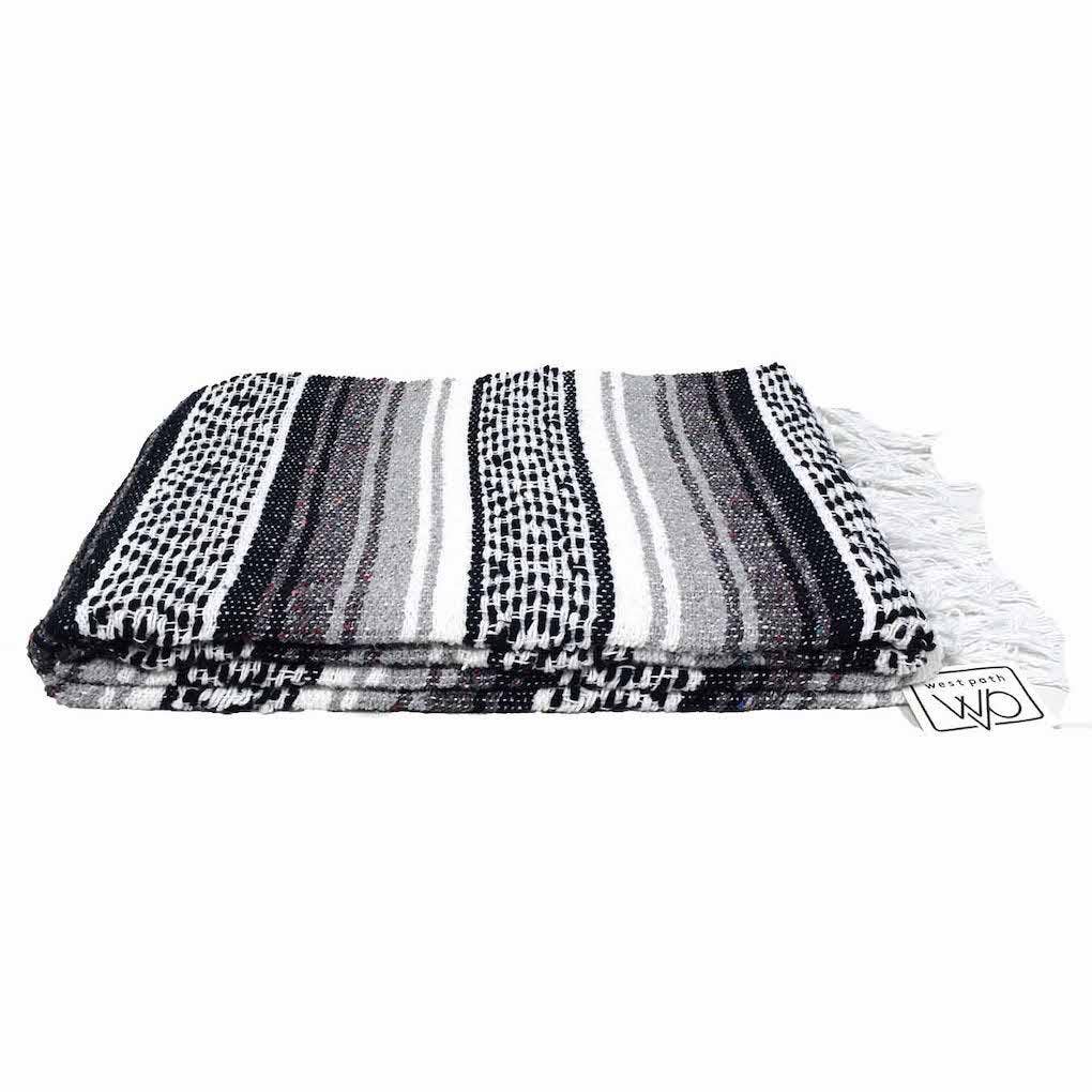 Black, Grey and  White Mexican Falsa Blanket