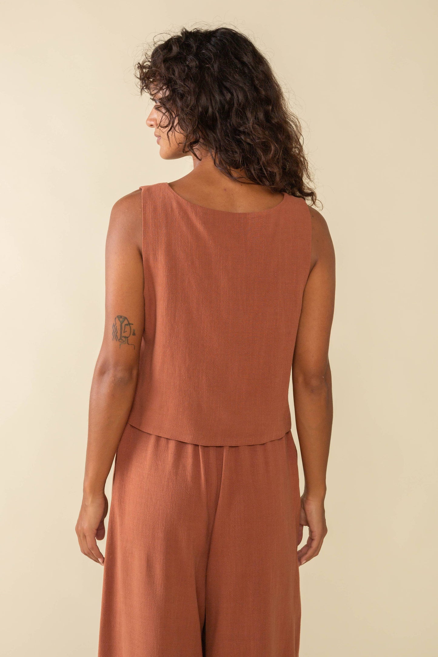 Square Neck Linen Vest