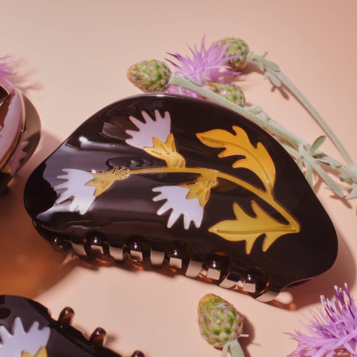 Milk Thistle Hair Claw Dark Brown and Gold Acetate