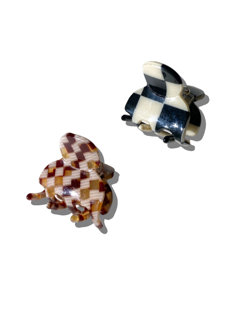 Checkered Mini Hair Claw Clip