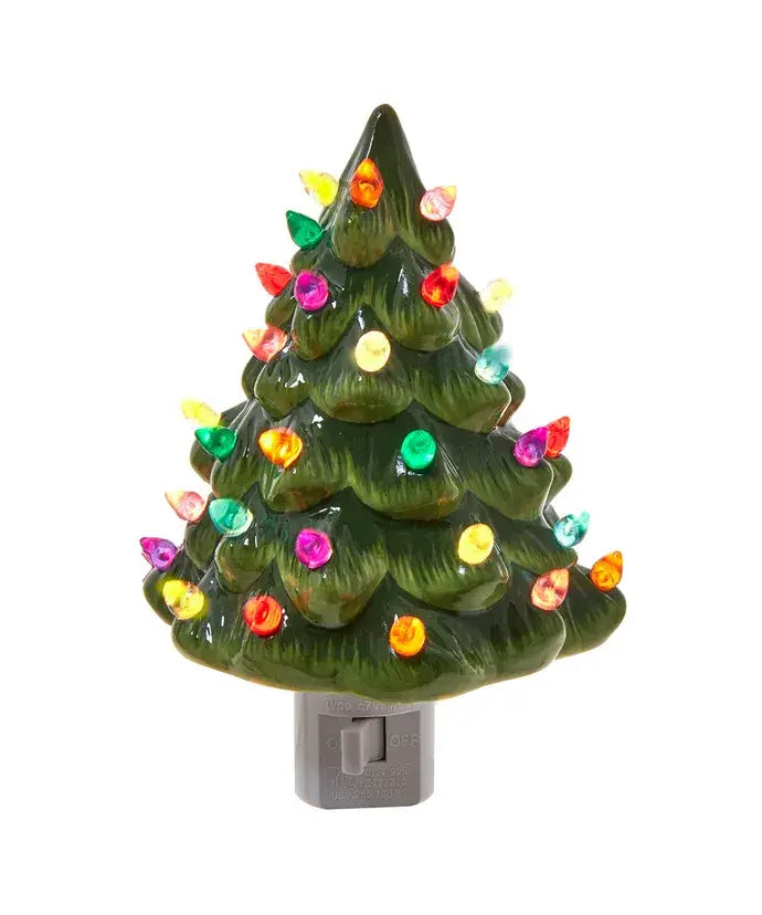 6" Ceramic Green Tree Night Light