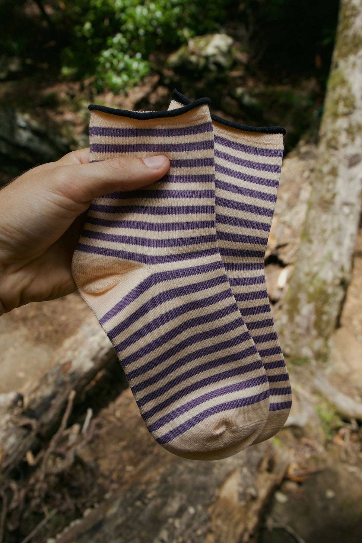 Violet Meadow Striped Socks