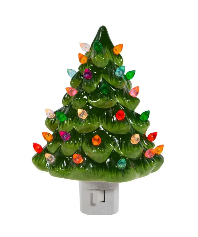 6" Ceramic Green Tree Night Light