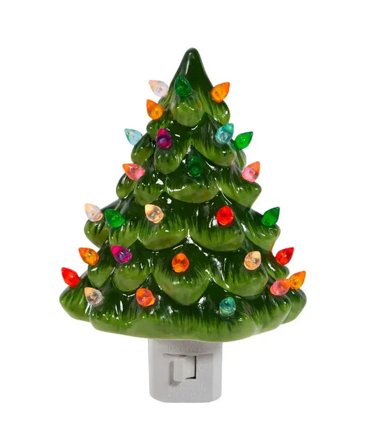 6" Ceramic Green Tree Night Light