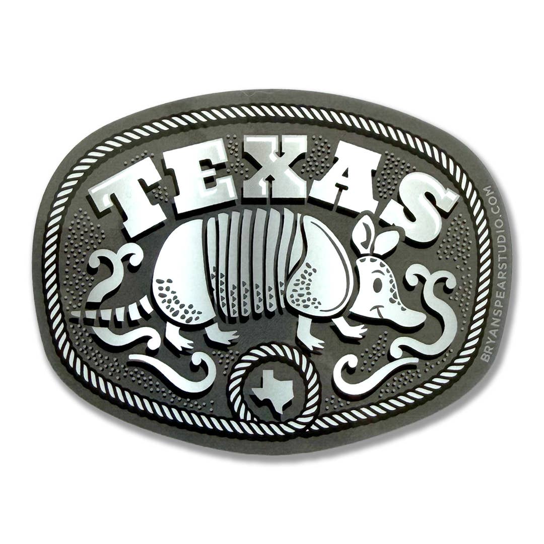 Texas Armadillo Belt Buckle Sticker