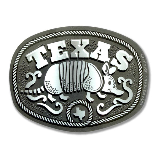 Texas Armadillo Belt Buckle Sticker