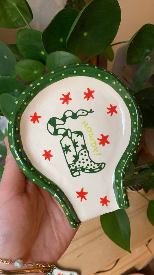 Green Snake in Boot Spoon Rest