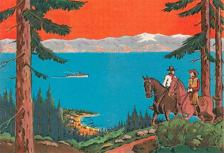Cowboys on Mountain Trail Postcard