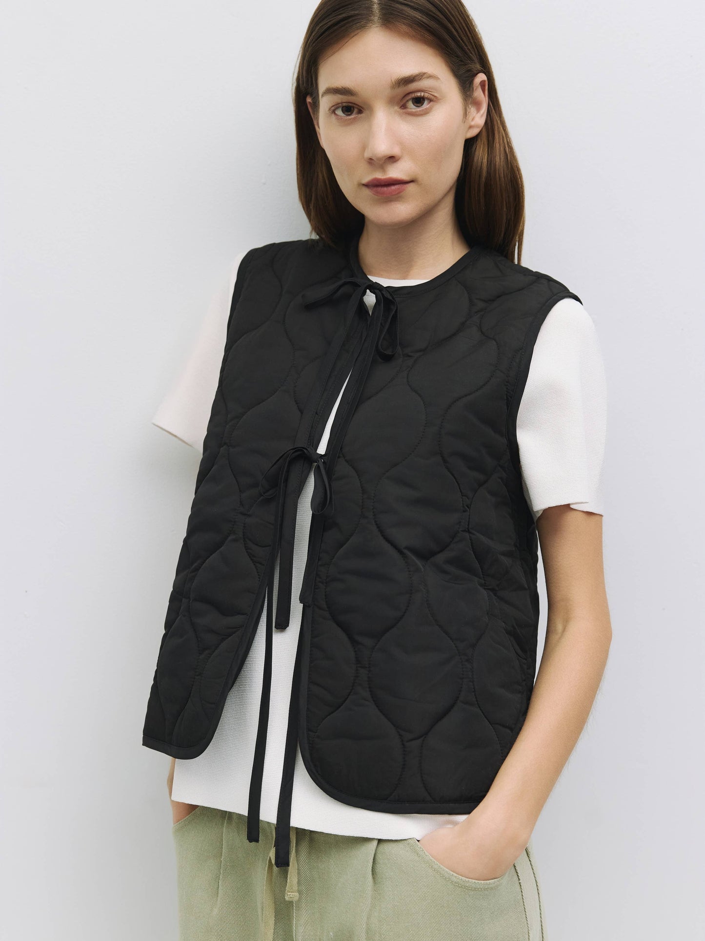 The Astrid Vest | Front Tie Puffer Vest