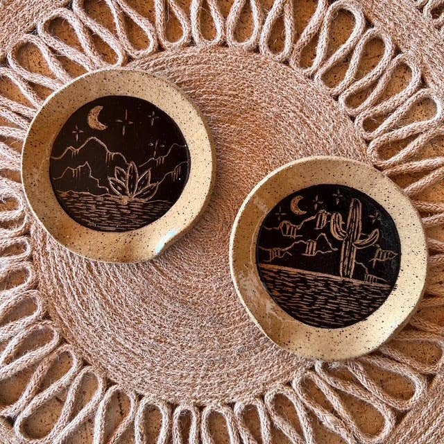 Night Desert Sgraffito Ceramic Spoon Rest