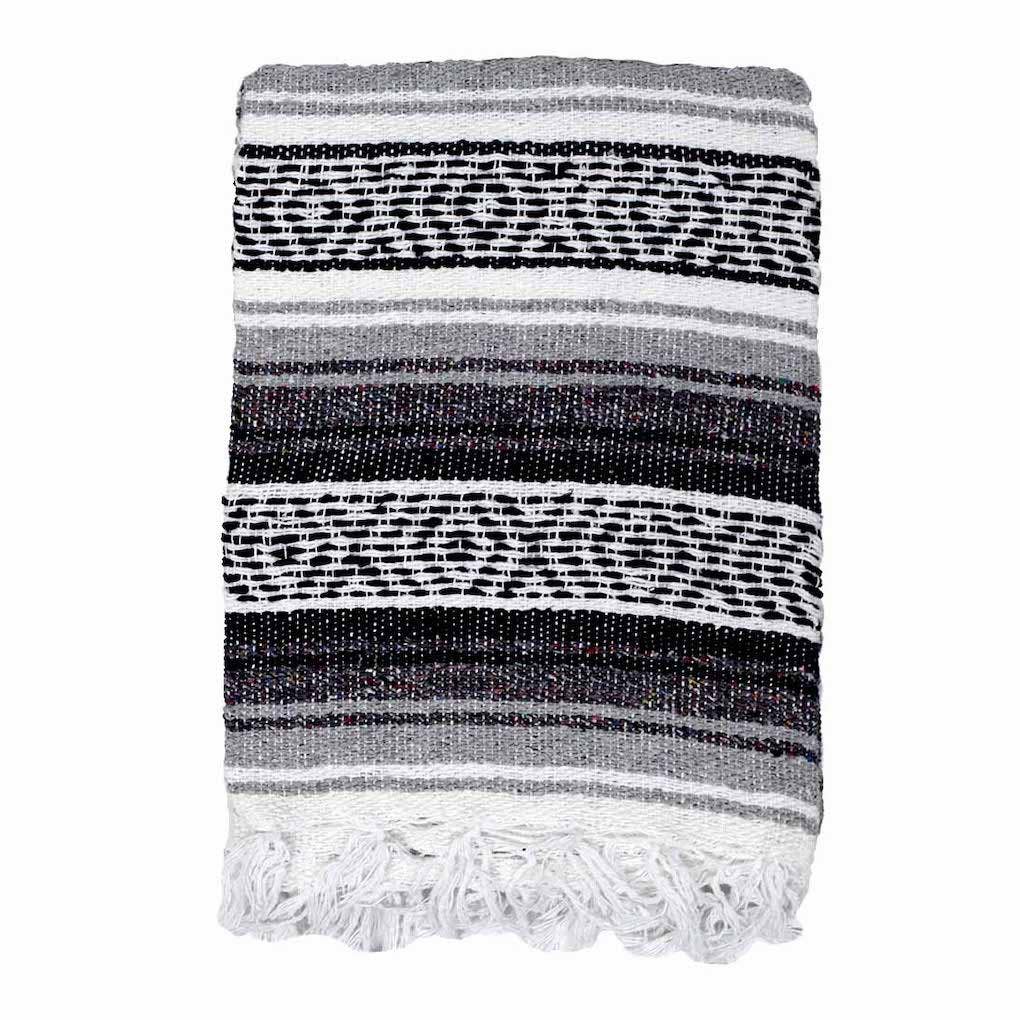 Black, Grey and  White Mexican Falsa Blanket