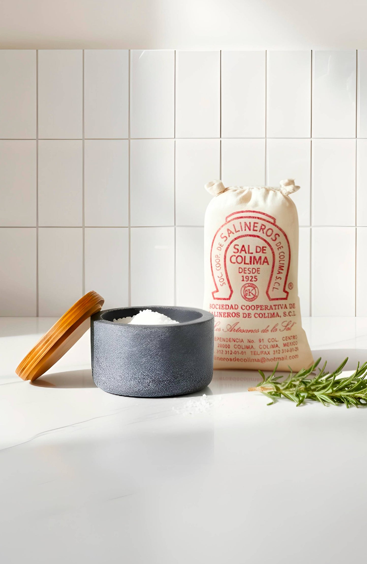 Concrete Salt Cellar with Wooden Lid