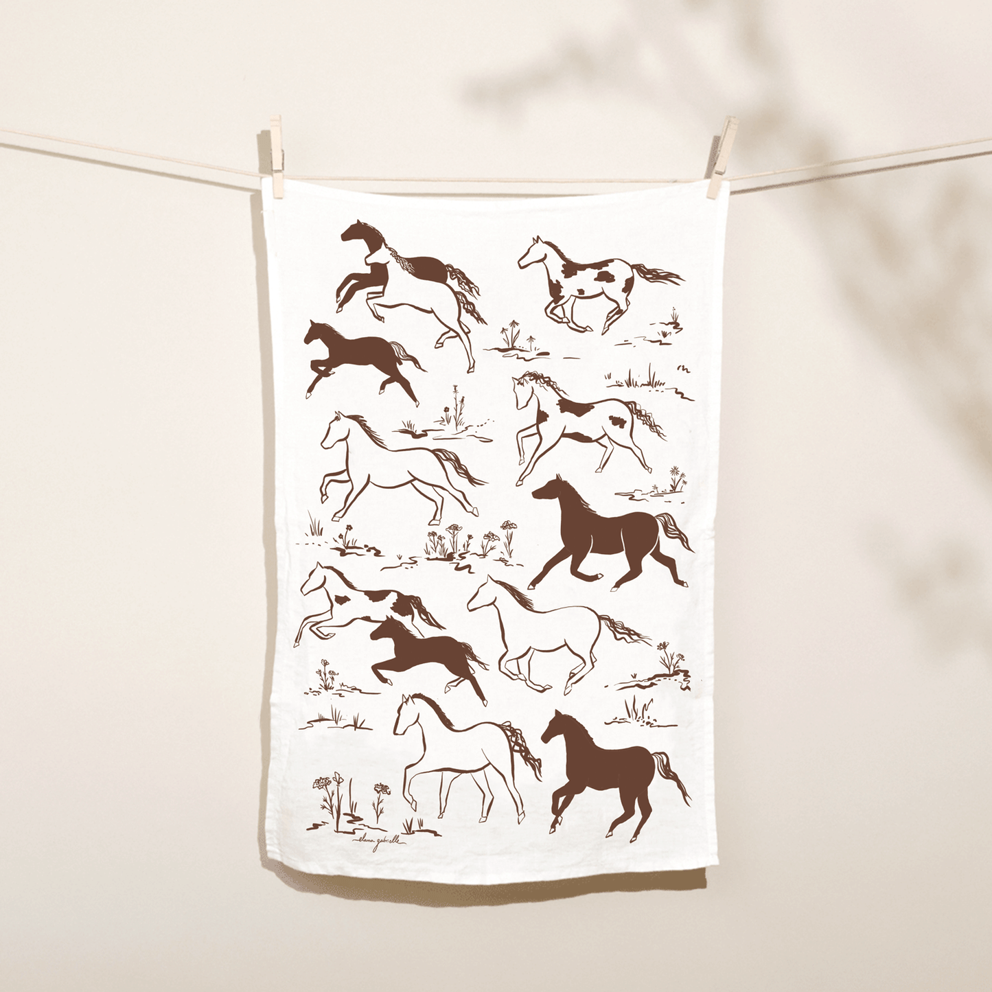 Wild Horses Linen Tea Towel - Western Kitchen Decor + Gift