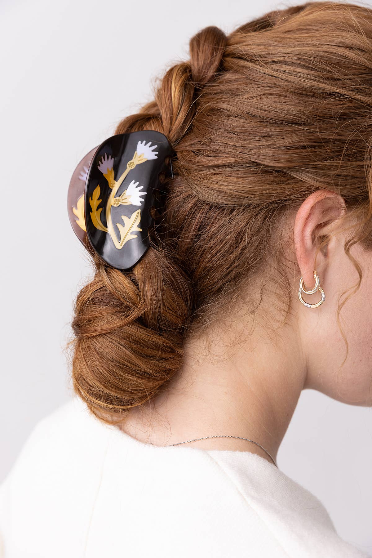 Milk Thistle Hair Claw Dark Brown and Gold Acetate