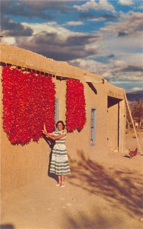 Woman with Ristras Postcard