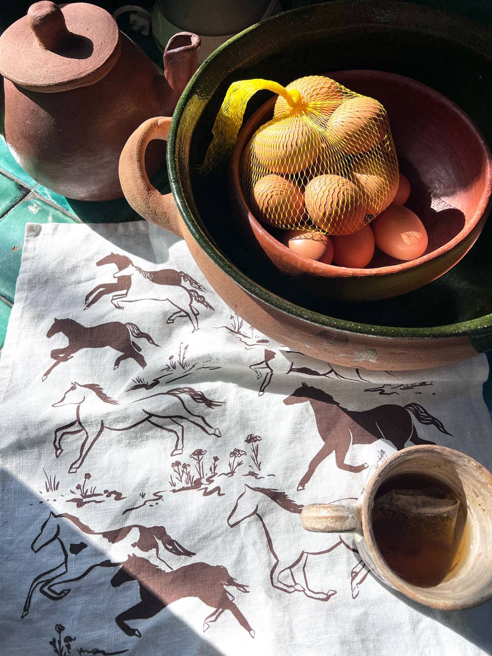 Wild Horses Linen Tea Towel - Western Kitchen Decor + Gift